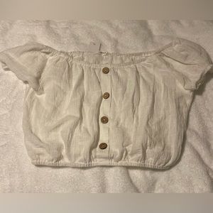 Linen White Cropped Shirt